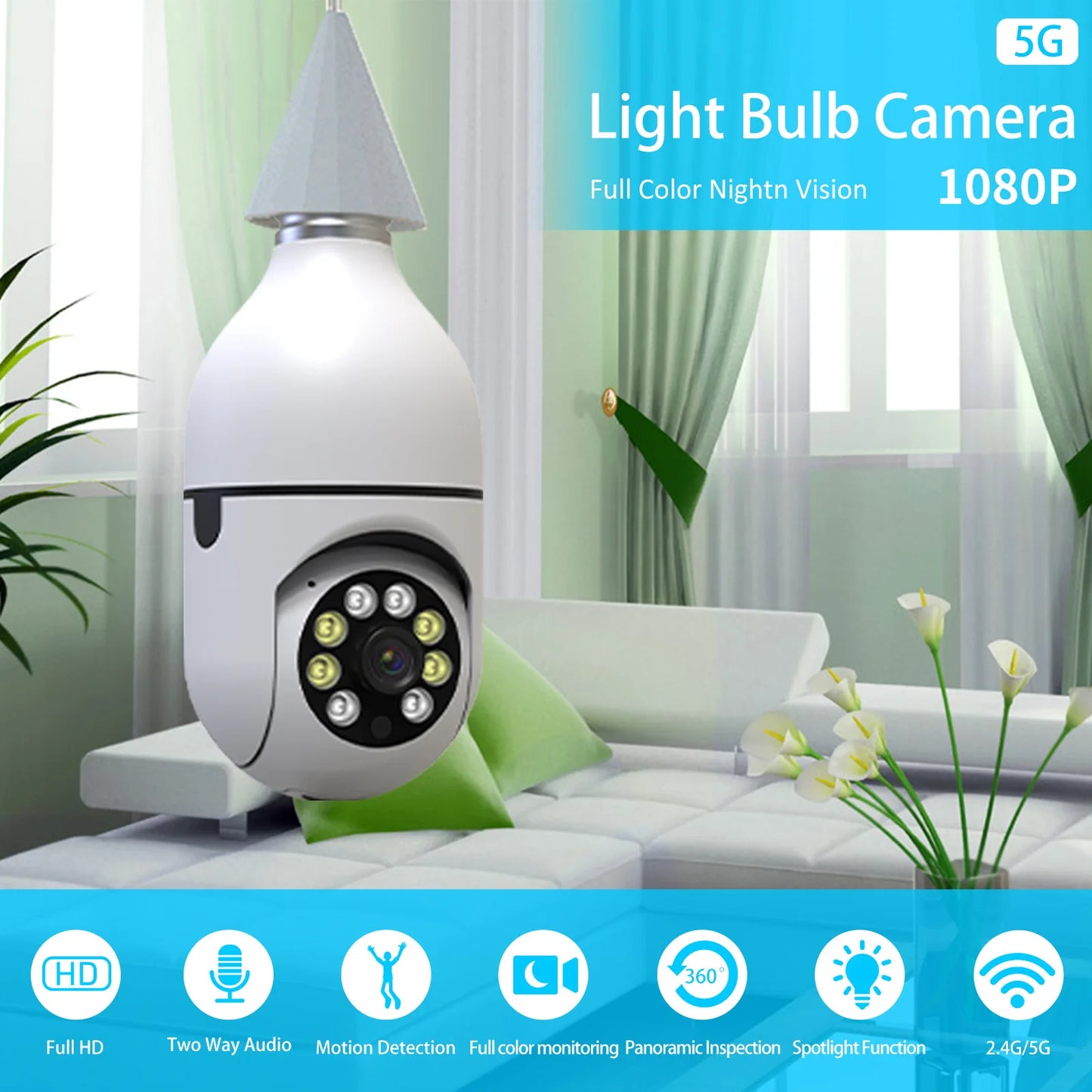 2.4G E27 Light Bulb Wifi Camera Night Version Security Protection 360° HD IP Camara Vigilancia IR Smart Home Cctv PIX-LINK